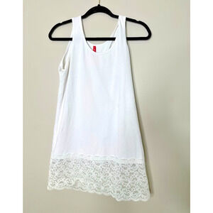 Ruby Ribbon Women's Size Small White Lace Long Tank Top Tunic Extender Basic